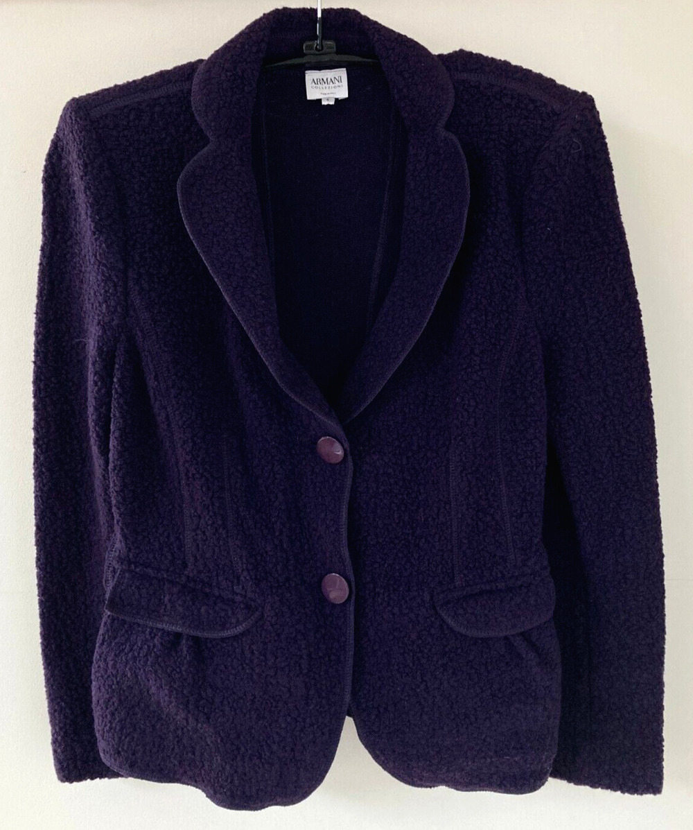 Armani Collezioni DARK Purple Wool Blend Fleece Blazer Jacket Coat 6 36" Chest S